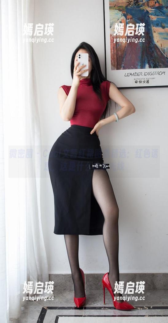 微密圈 - Cool文茜红裙图集精选：红色诱惑，这是什么神仙光线